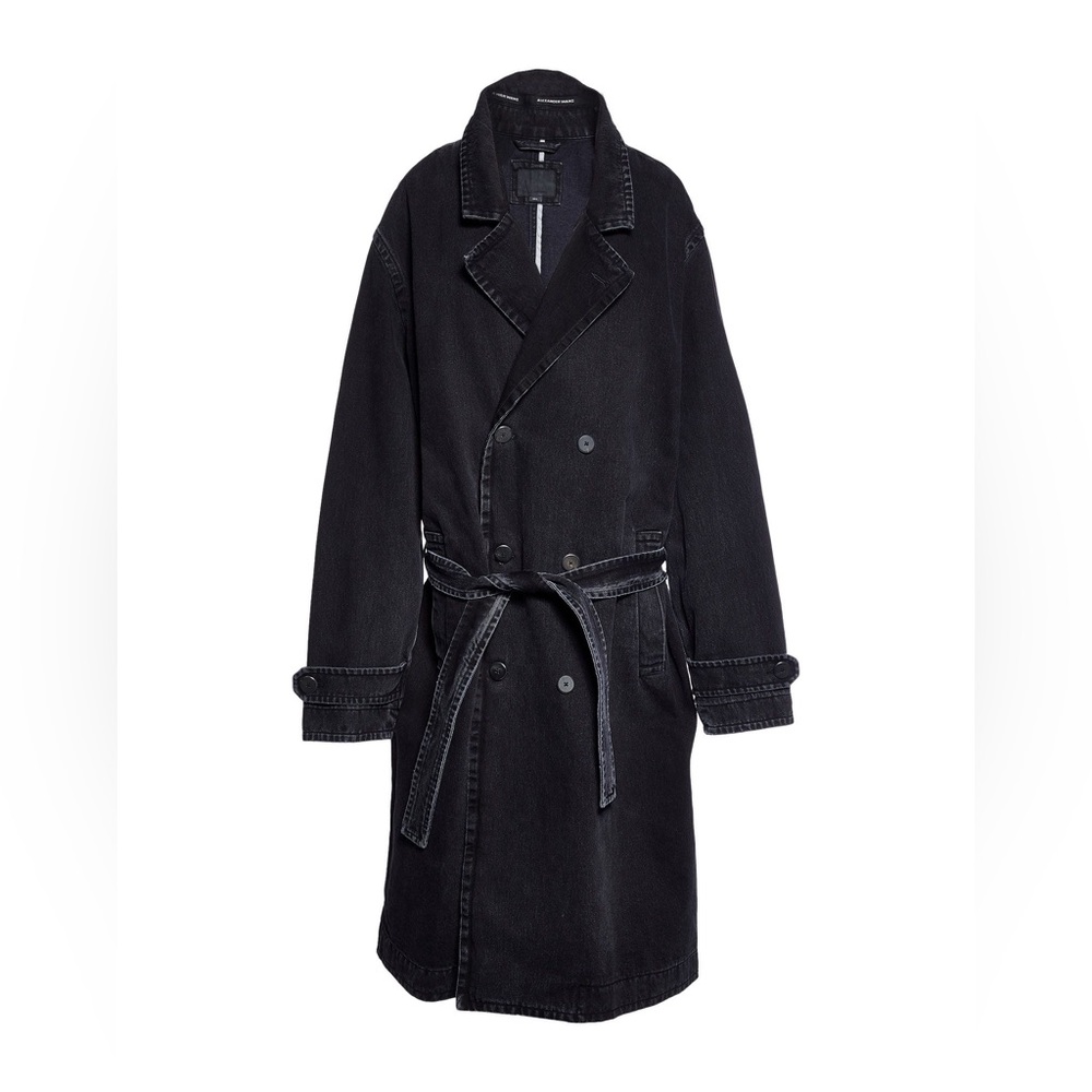 Alexander Wang Black Trench Coat with Belted Waist and Wide Lapels